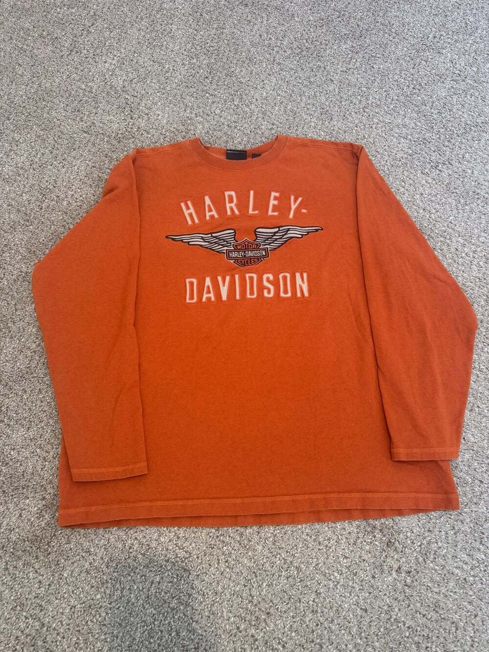 Harley-Davidson Men's Orange Long Sleeve Performance Knit Shirt